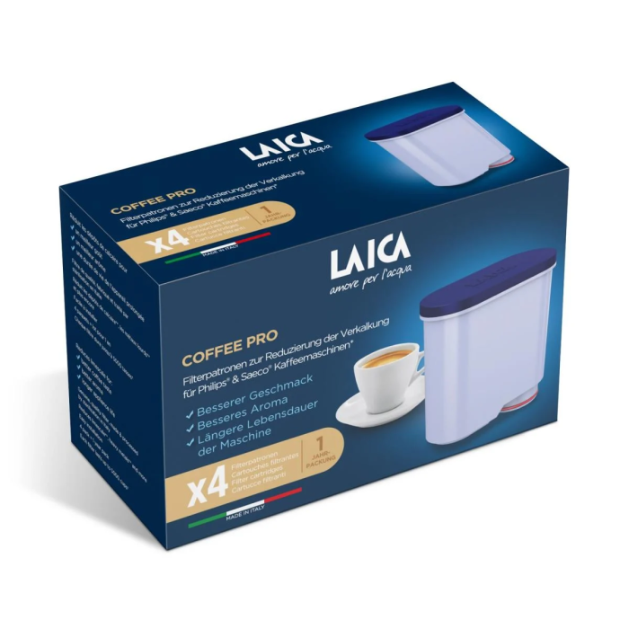 Laica E4BBA00 Filter za kafe aparate za Philips i Saeco espreso aparate – pakovanje od 4 komada za godinu dana uživanja u kafi odličnog ukusa.