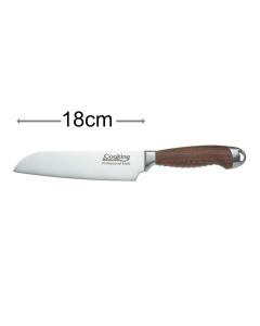 Heinner HR-EVI-M18 Santoku nož 18cm sa sečivom od nerđajućeg čelika i čvrstom ergonomskom i robusnom drškom od orahovine. Seckajte kao profesionalac.