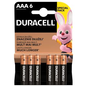 Duracell LR03 AAA 1,5V Alkalne baterije zadovoljavaju najviše standarde kvalitete i nude izvrsnu pouzdanost. U pakovanju 6 komada gratis.