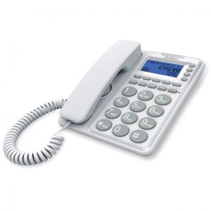 Uniden AT6410W Žični Telefon sa spikerfonom i displejom u dva reda,velikim tasterima, identifikacijom poziva,dve direktne memorije i funkcijaom "hands free"