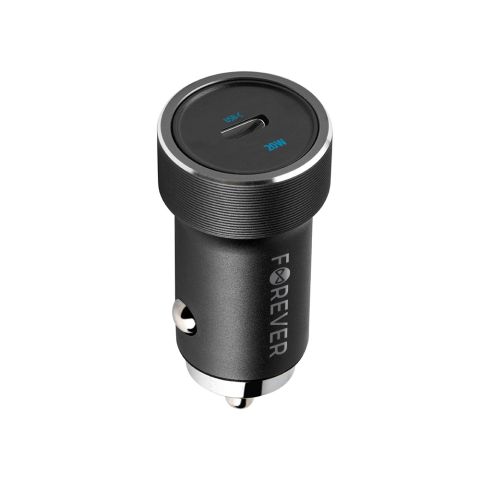 Forever CC-06 PD QC (USB-C) 20W Auto punjač crni - USB tip A, maksimalna snaga 20 W. Standard brzog punjenja PD + QC (Power Delivery i QuickCharge)