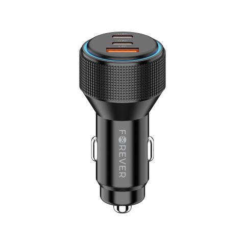 Forever CC-07-66ACC PD QC (USB-A 2x USB-C) 66W Auto punjač crni