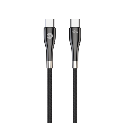 Forever Sleek (USB-C - USB-C) 2m 60W Kabal crni