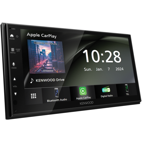 Kenwood DMX-6523DABS Multimedija sa  6,8" ekranom osetljivim na dodir, ugrađenim DAB+, FMi AM tjunerom i opcijom bežičnog i žičnog povezivanja sa telefonom