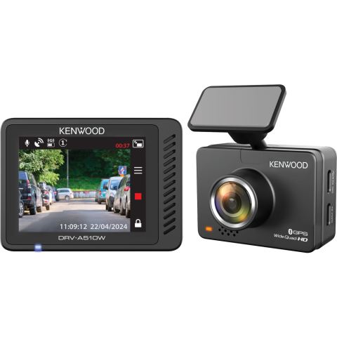 Kenwood DRV-A510W Kamera za automobil sa 2.0 " TFT LED ekranom u boji. Snima u u 2K Wide Quad High rezoluciji i obezbeđuje dokazni materijal.