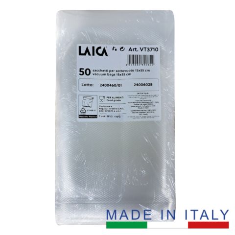 Laica VT3710 Kese za vakumiranje 15x55 cm,  kvalitetna vakuumska folija za hranu. Produžavanje svežine vaše hrane u frižideru ili zamrzivaču