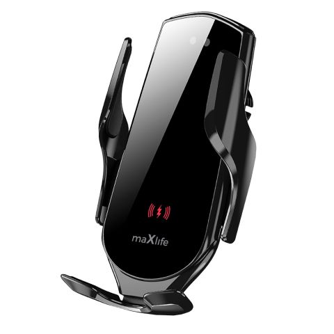 Maxlife MXCH-08 Držač za mobilni sa bežičnim punjačem 15W, postavlja se na mesto rešetke za ventilaciju a utomobilu. Za punjenje u pokretu. 
