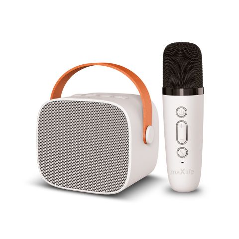 Maxlife MXKS-100 Bluetooth karaoke zvučnik beli snage 5W sa mikrofonom. Odlična zabava za mlađe ali i starije članove porodice.