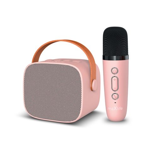 Maxlife MXKS-100 Bluetooth karaoke zvučnik roze snage 5W sa mikrofonom. Odlična zabava za mlađe ali i starije članove porodice.