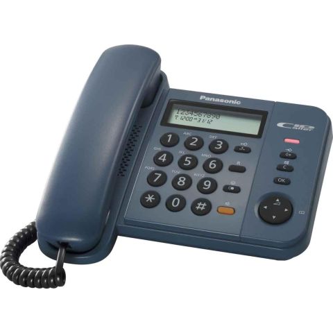 Panasonic KX-TS580GC Žični telefon sa 2-rednim LCD displejem, mogućnošću prikaza do 50 brojeva, imenikom, lampicom za indikaciju dolaznih poziva itd.