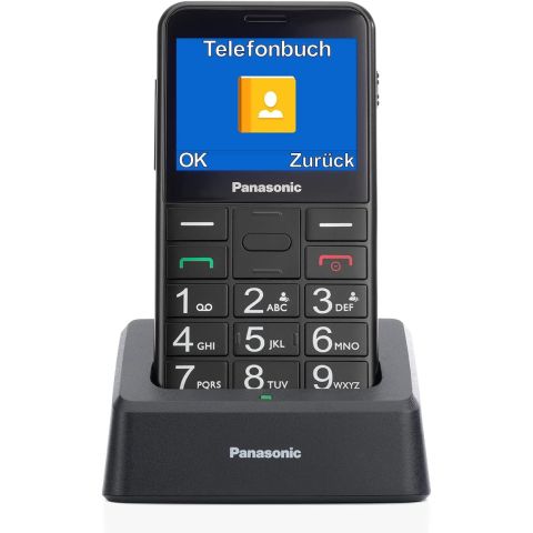 Panasonic KX-TU155EXBN Mobilni telefon sa SOS tasterom, 2,4-inčni ekranom za lako čitanje i prektičnim postoljem za punjenje uređaja. 