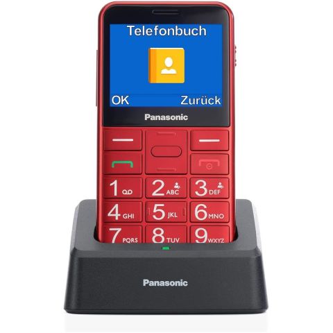 Panasonic KX-TU155EXRN Mobilni telefon sa SOS tasterom, 2,4-inčni ekranom za lako čitanje i prektičnim postoljem za punjenje uređaja. ,Panasonic KX-TU155EXRN Mobilni telefon sa SOS tasterom, 2,4-inčni ekranom za lako čitanje i prektičnim postoljem za punj
