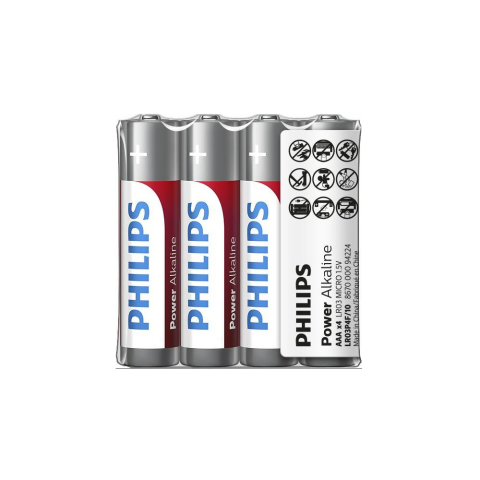 Philips AAA Power Alkalne baterije 1/4 zadovoljavaju najviše standarde kvalitete i nude izvrsnu pouzdanost. U pakovanju 4 komada.