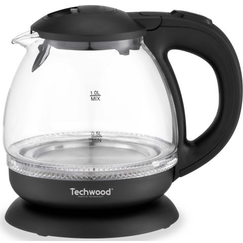 Techwood TB-1086V Ketler kapaciteta 1 litara, snage do 1650W sa funcijom automatskog zaustavljanje ključanja, zaštitom od pregrevanja i zaštitnim poklopcem.
