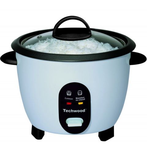 Techwood TCR-256 Aparat za kuvanje pirinča snage 900W - Uklonjiva posuda sa nelepljivim premazom, stakleni poklopac i izolovane ručke. 