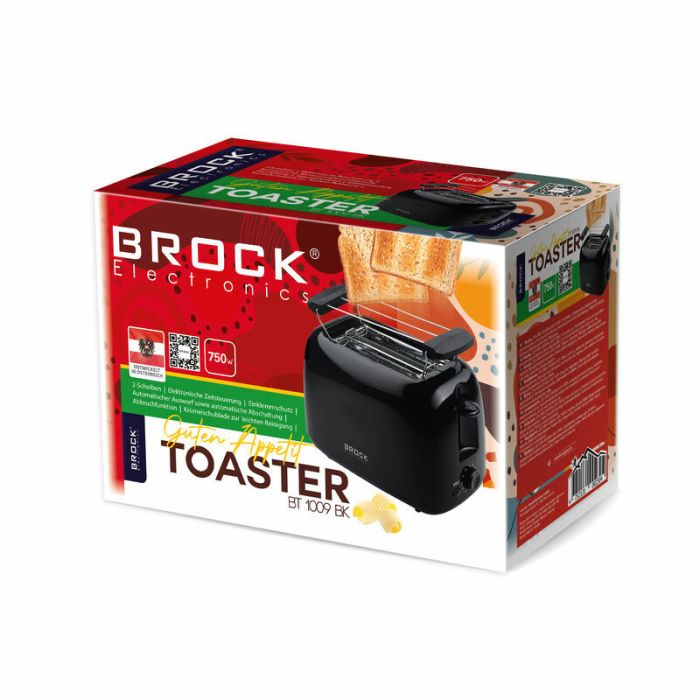 Brock BT 1009 BK Toster snage do 750W pogodan za pečenje i tankih i debelih parčića sa zaštitom od zaglavljivanja i funcijom  za automatsko isključivanje