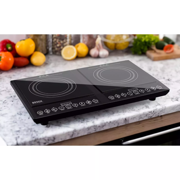 BROCK HP 4013 Indukcioni rešo sa 2 površine za kuvanje 260 x 260mm, snage 2 x 2000W,  8 nivoa temperature i snage kuvanja...