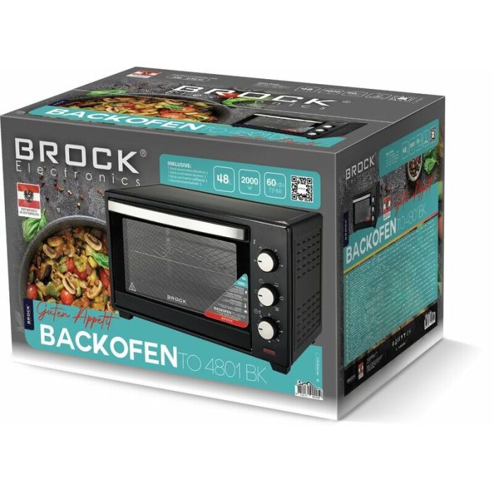 Brock TO 4801 BK Mini pećnica kapaciteta od 48 litara namenjena prvenstveno manjim stambenim jedinicama jer štedi prostor.