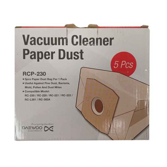 Daewoo Kesa za usisivač RC-220 1/5 - Rezervne kese za usisivač -  5 komada u pakovanju-  Kompatibilne sa pojedinim modelima DAEWOO usisivača