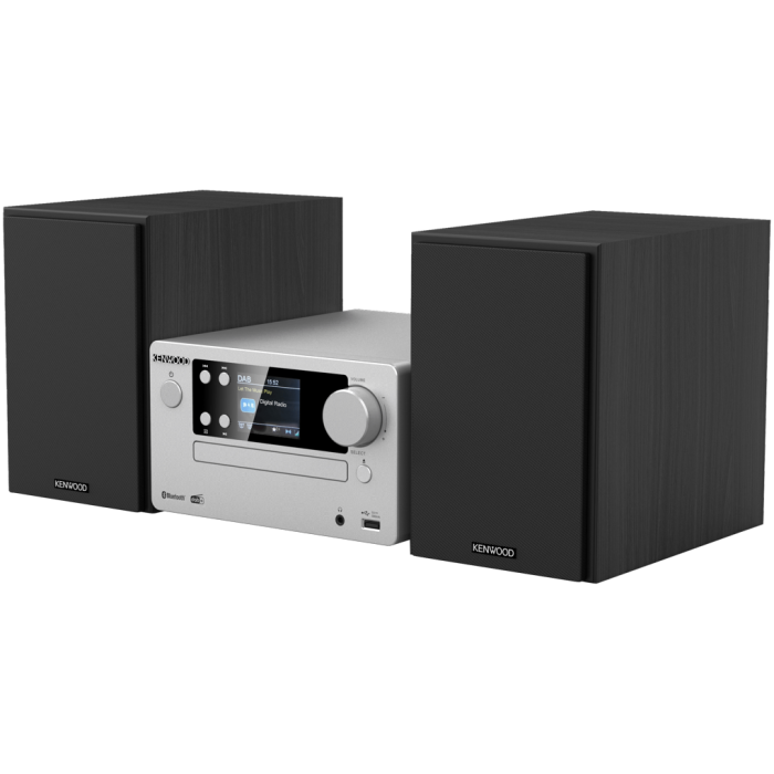 Kenwood M-725DAB-S Mini linija brilijantan kolor displej, moćno pojačalo i funkcije kao što su CD plejer, USB, DAB+ i Bluetooth Audio Streaming.