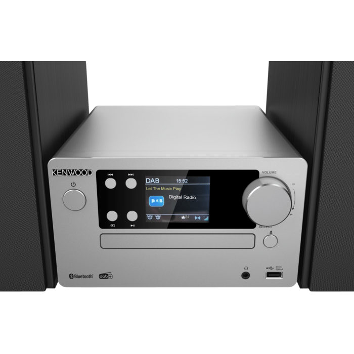 Kenwood M-725DAB-S Mini linija brilijantan kolor displej, moćno pojačalo i funkcije kao što su CD plejer, USB, DAB+ i Bluetooth Audio Streaming.