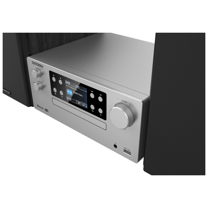Kenwood M-925DAB-S Mini linija brilijantan kolor displej, moćno pojačalo i funkcije kao što su CD plejer, USB, DAB+ i Bluetooth Audio Streaming.
