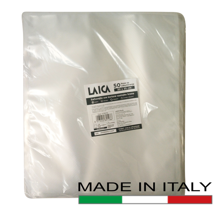 Laica VT3517 Kese za vakumiranje 30x35 cm, 50 komada,   kvalitetna vakuumska folija za hranu. Produžavanje svežine vaše hrane u frižideru ili zamrzivaču