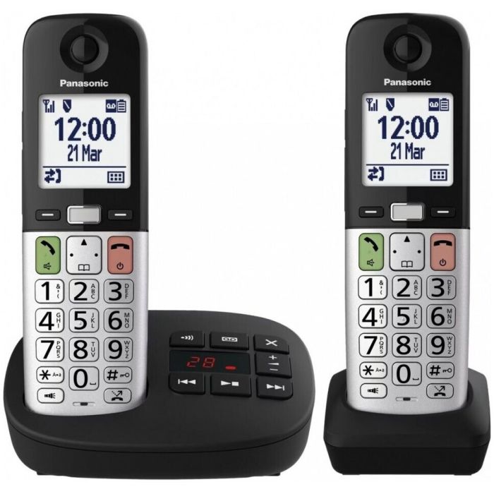 Panasonic KX-TGU432EXB Bežični telefon sa sekretaricom, dve slušalice,  ekranom od 2,1 inča (5,3 cm),  i tasterom za blokiranje neželjenih poziva...