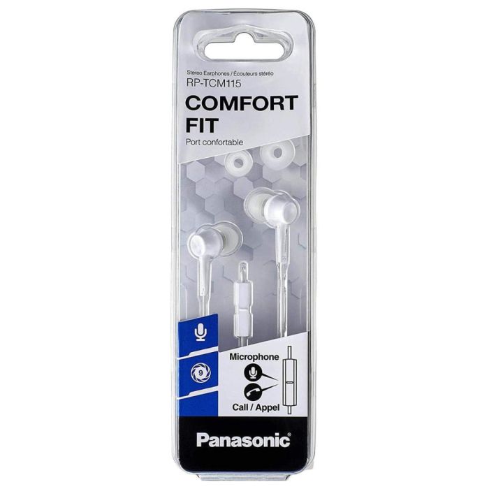 Panasonic RP-TCM115E-W Slušalice sa mikrofonom i kontrolama na kablu kompatibilna sa iPhone  i Android  uređajima. Uživajte u omiljnoj muzici i razgovorima.  