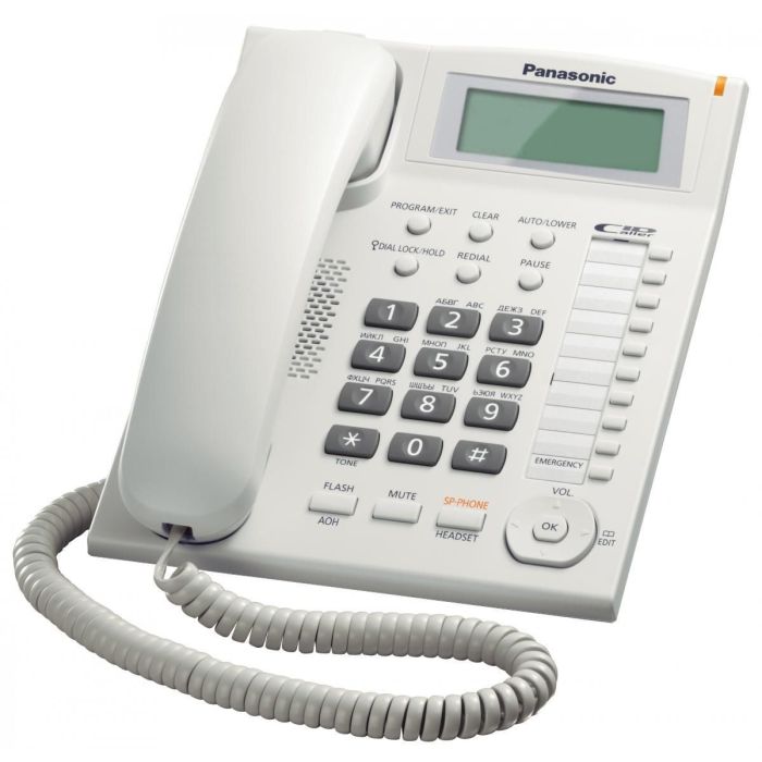 Panasonic KX-TS880FXW Žični telefon sa 10 tastera za brzo biranje, Redial, Flash, 4 nivoa jačine slušalice,  Caller ID i mogućnošču zidne montaže. 