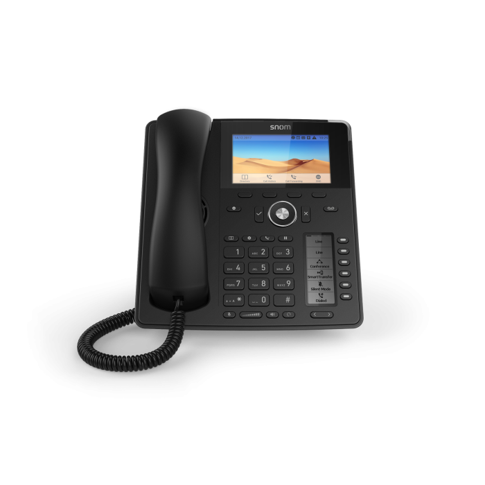 Snom D785 N Sip Telefon sa 12 Sip naloga ,  4,3" inčnim (109 mm) TFT ekranom u boji  i 24 programabilna funkcijska tastera. 