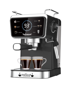 Techwood TCA-1386EXN Espresso aparat, snage 1350W, sa 4 funkcije: Espreso, Dupli espreso, Amerikano, Sveža kafa. Okusi fantastičnu aromu