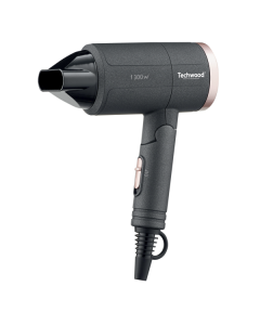 Techwood TSC-1296 Putni fen za kosu snage 1300W, ima 2 brzine, difuzor. Moderan dizajn i klopiva ručka omoćavaju vam da ga ponesete na putovanje. 