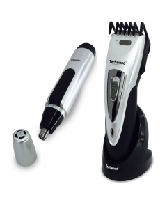 Techwood TTN-980 Trimer set - Bežični trimer za kosu i bradu i Trimer za nos koji radi na baterije, tako da možete "odraditi" kompletno sređivanje kod kuće.  