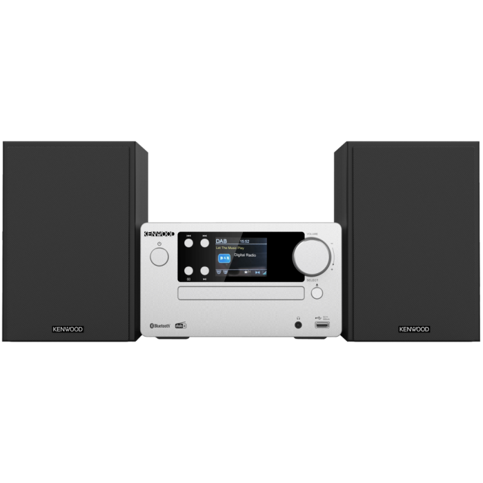 Kenwood M-725DAB-S Mini linija brilijantan kolor displej, moćno pojačalo i funkcije kao što su CD plejer, USB, DAB+ i Bluetooth Audio Streaming.