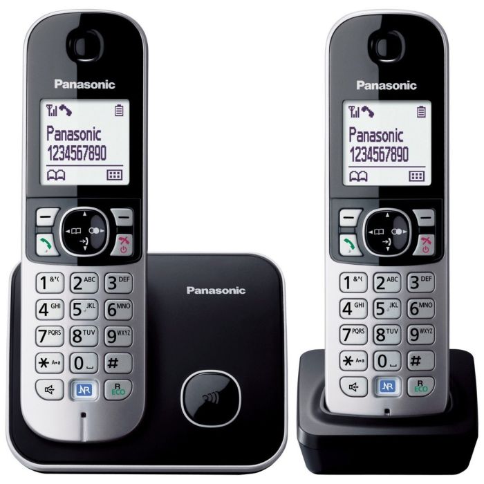 Panasonic KX-TG6812FXB Bežični telefon sa dve slušalice u kompletu, grafičkim svetlećim LCD displejom od 1.8" i Eco dect tehnologijom smanjenog zračenja.