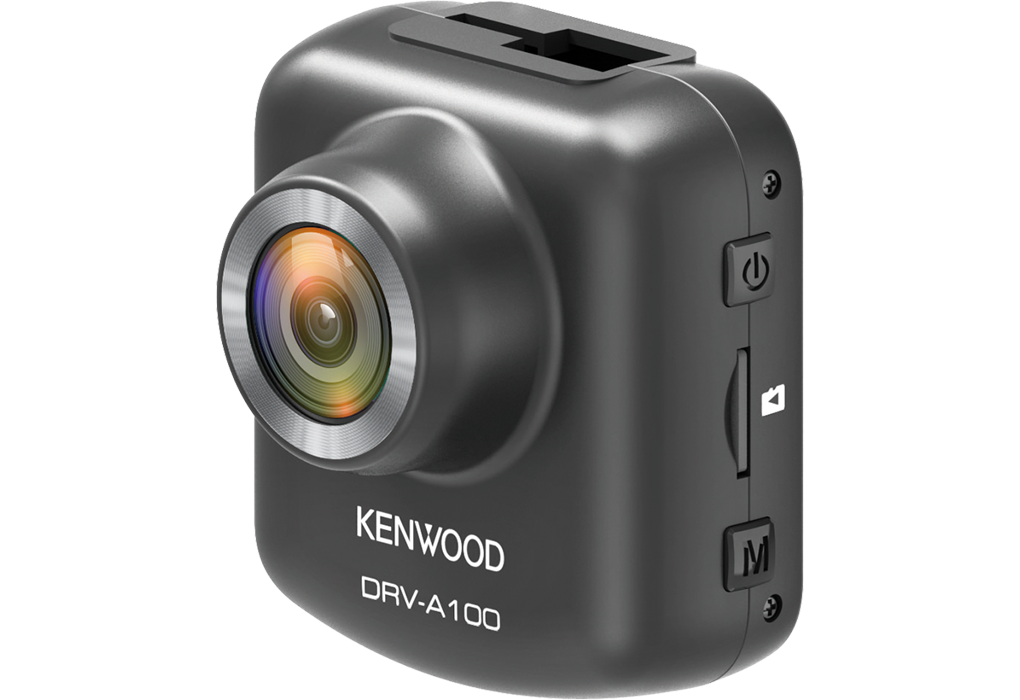 Kenwood DRV-A100 Kamera za automobil sa LCD ekranom od 2".  Snima u HD rezoluciji i obezbeđuje dokazni materijal u slučaju udesa.