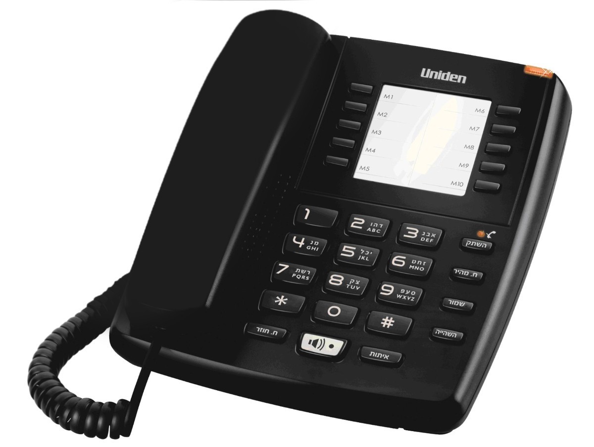 Uniden AS7301B Žični telefon sa svetlosnim indikatorom za poruke, 10 memorijskih tastera, redial tasterom, spikerfonom i mogućnošću montiranja na zid.