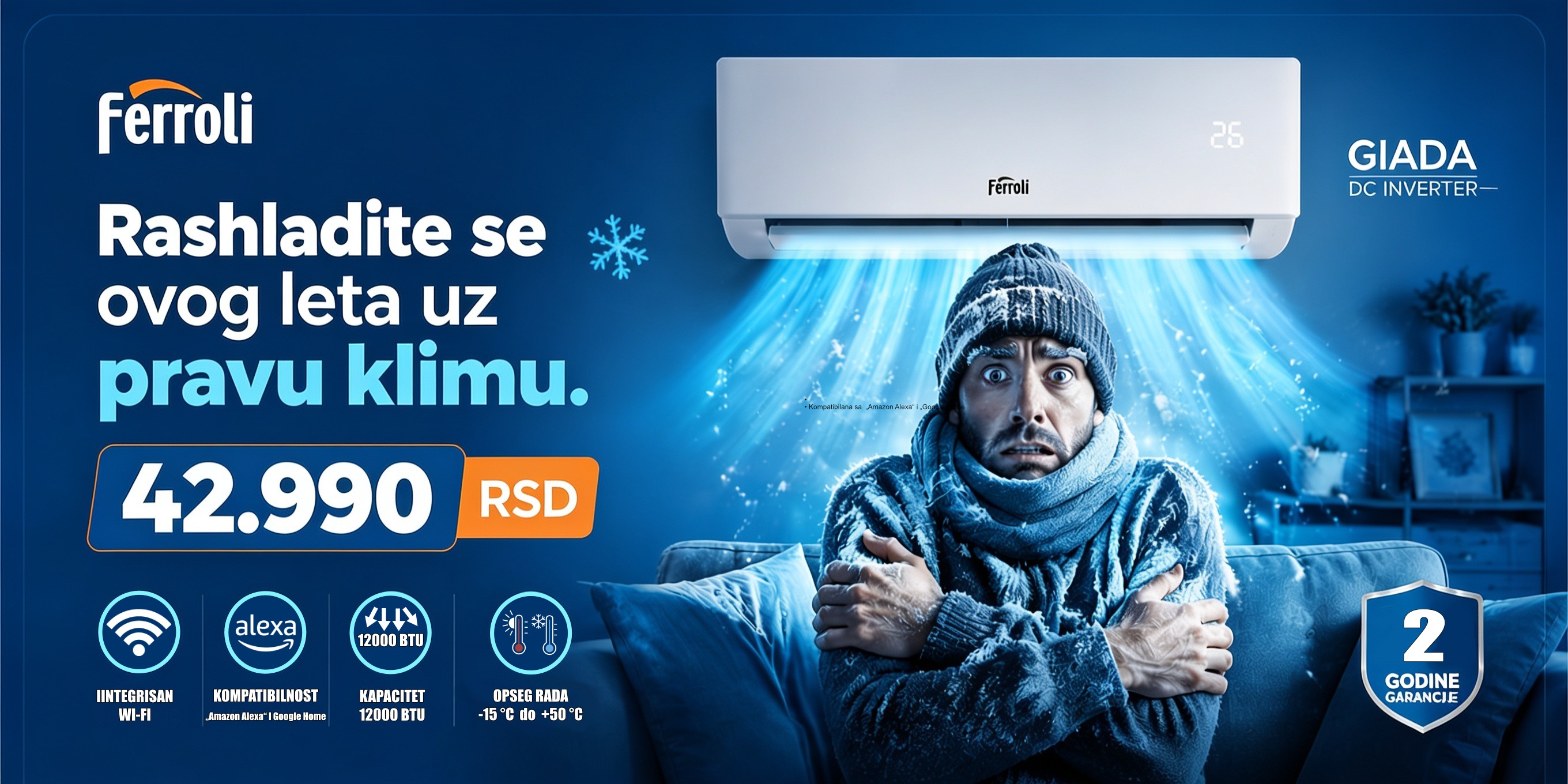 Ferroli Giada 12000 BTU Inverter klima